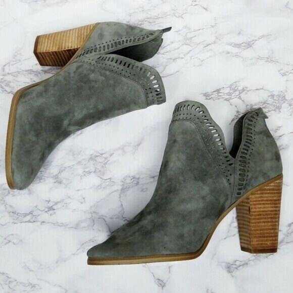 Vince Camuto Bootie Womens Size 11M Grey Fileana Split Shaft Suede Leather - Picture 3 of 8
